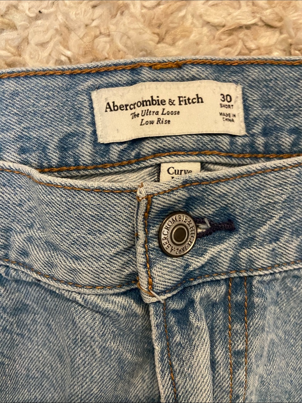 Abercrombie & Fitch Light Blue Denim High-Rise Button Jeans